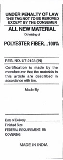 sample of cushion label