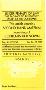 yellow tag for used pillow